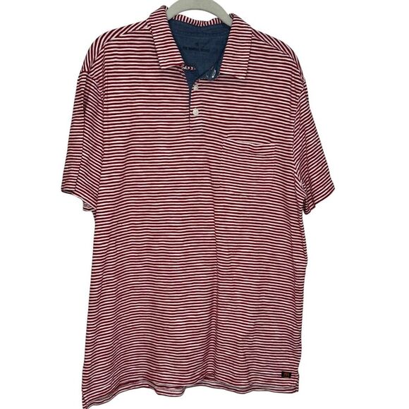 The Normal Brand Mens Red White Striped Polo Shirt Top Size Large - Picture 1 of 8